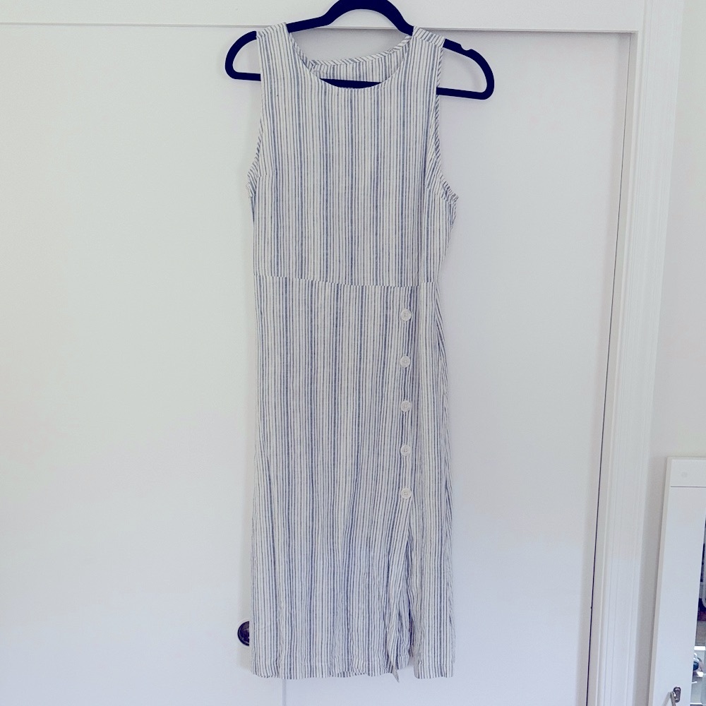Marine Layer Blue and White Striped Midi Dress